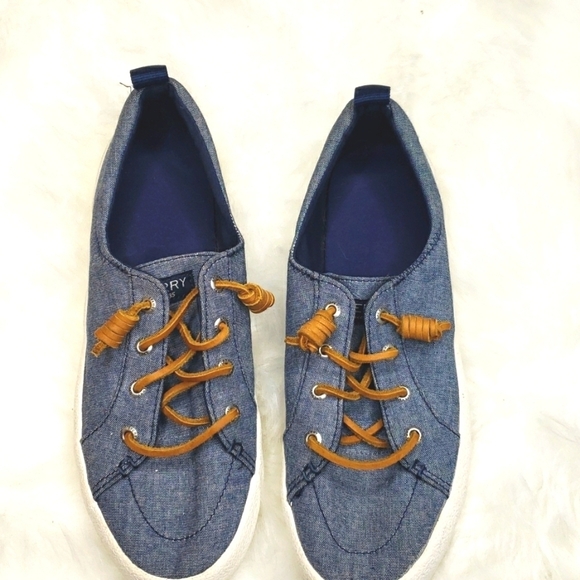 SPERRY Crest Vibe Crepe Chambray Boat Shoes 8M - Picture 7 of 13